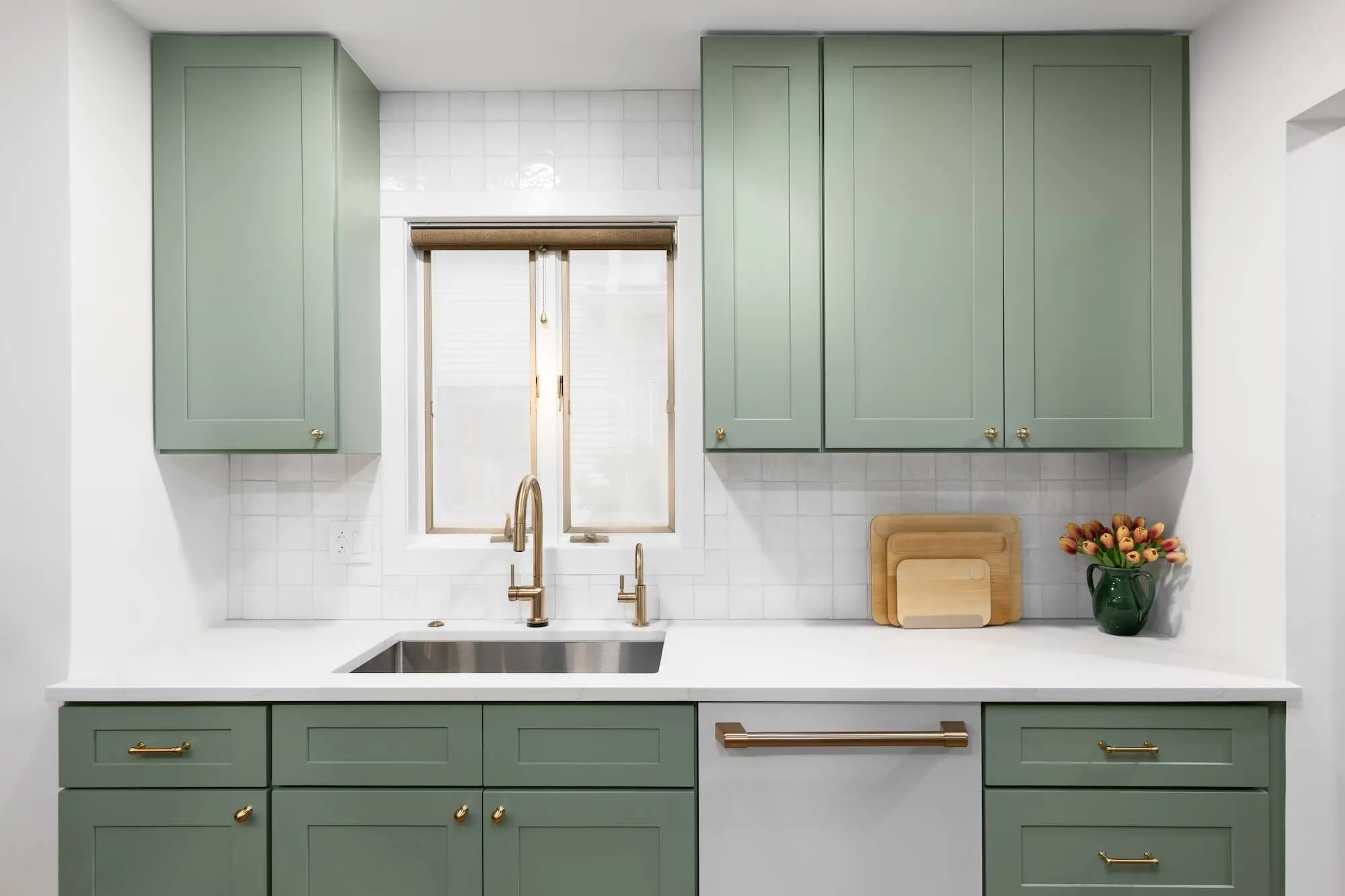 finished cabinet refinishing project in kitchen
